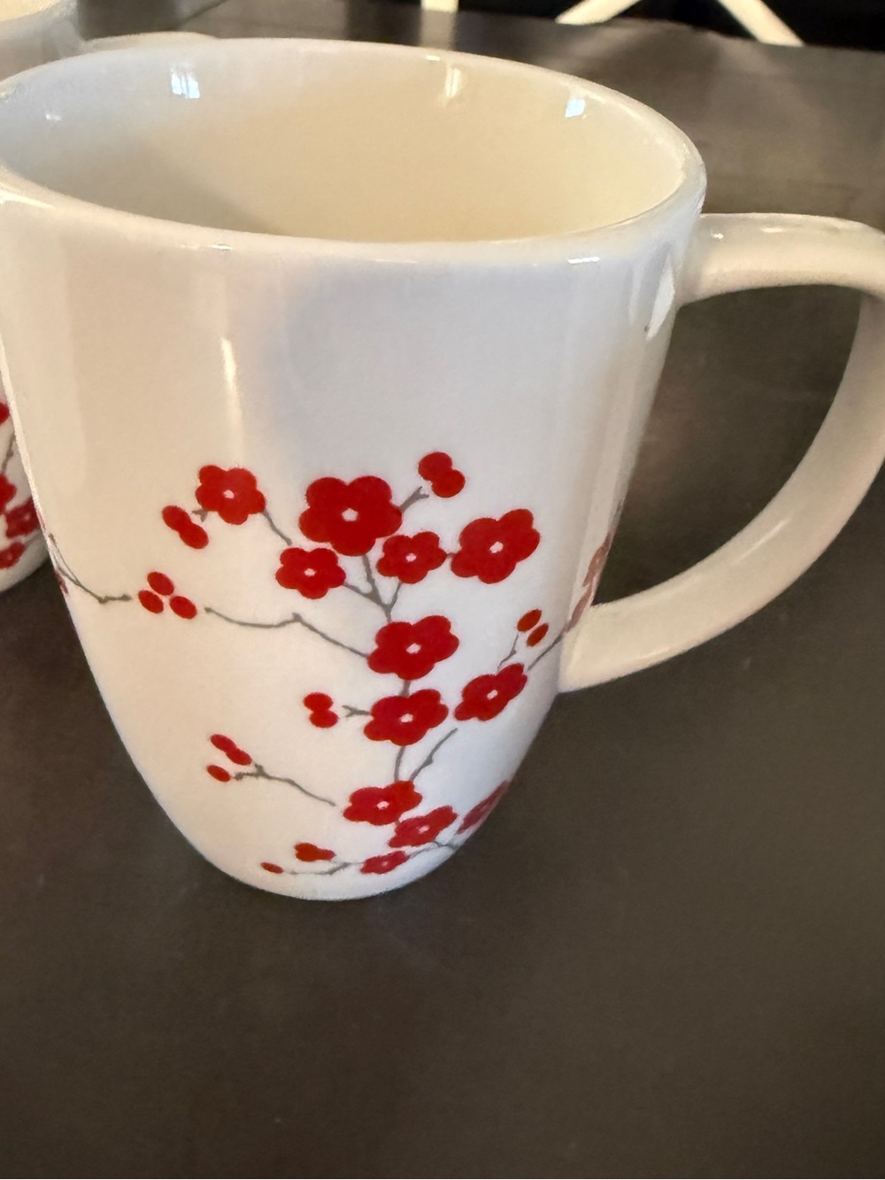 Corelle White Mug with Red Floral Branch Design